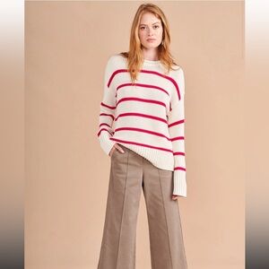 La Ligne Marina sweater, Crème/raspberry size Small